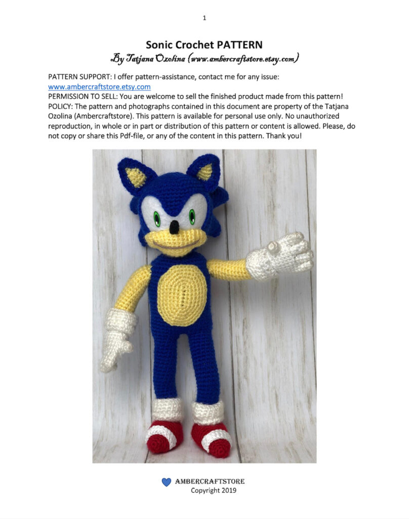 Sonic Crochet Pattern Ambercraft